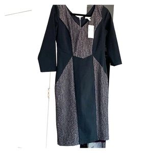 NWT BCBG black with lace detail dress